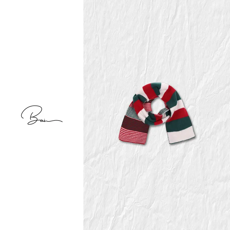 TXB 100绵羊毛跨年氛围撞色舒适条纹围巾XB-8045