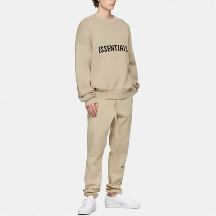 Fear of God Essentials FW21 字母提花圆领宽松美式重磅毛衣 