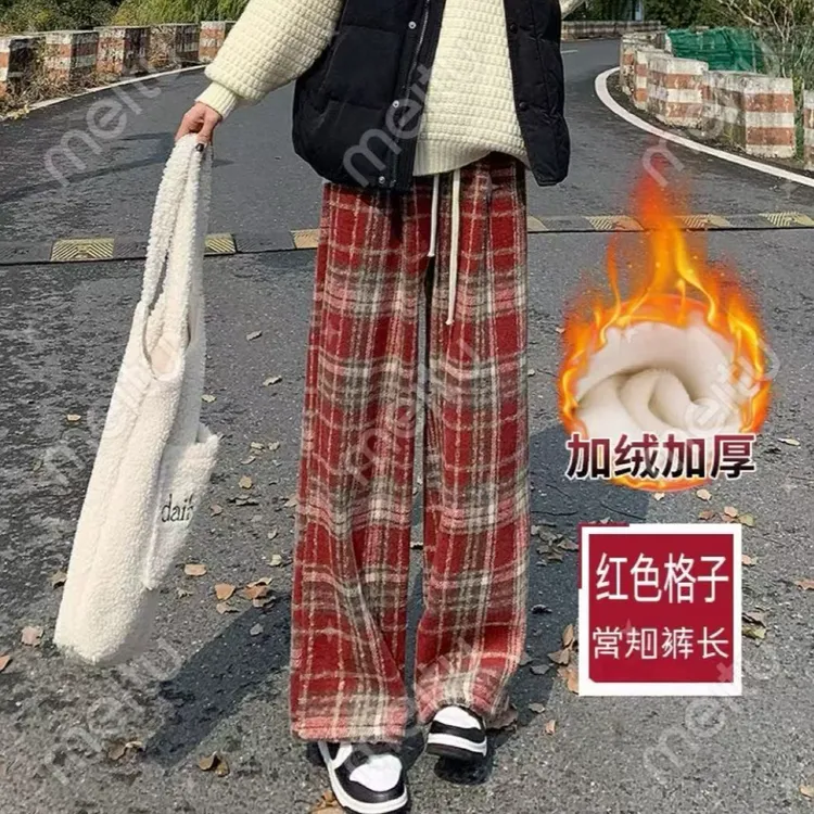 【兔哥女装】11108*加绒加厚秋冬新款高腰垂感休闲直筒裤