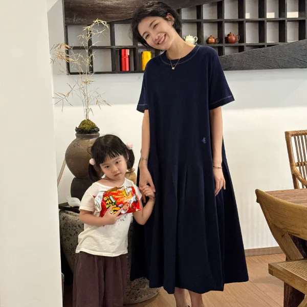 浪清/女装推荐 萨娜茜纯棉舒适连衣裙45343#夏2025新款垂坠感长裙