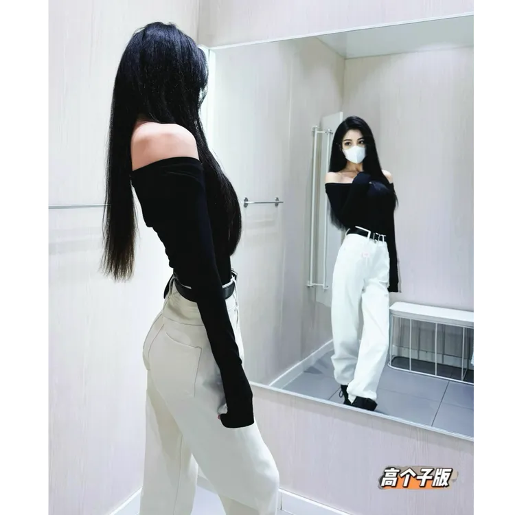 猫猫家加长女裤高个子女生白色牛仔裤8063//弹力白色烟管