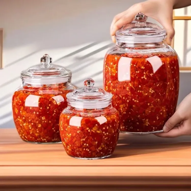 辣椒罐玻璃密封罐腌制储物罐咸菜罐腌菜罐子食品级大容量泡菜坛子
