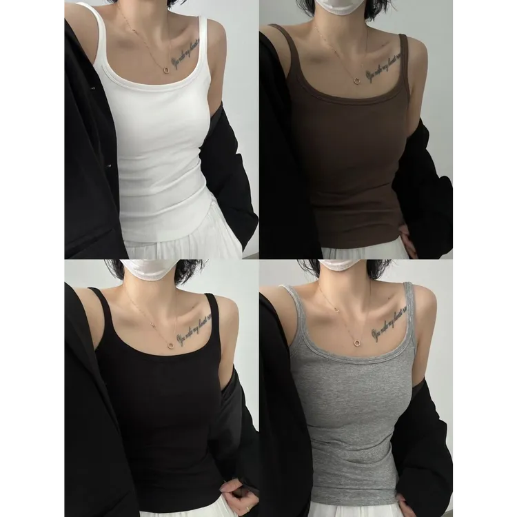 克尔伦贝秋冬加绒辣妹U领吊带自带胸垫时尚内搭保暖显瘦背心88800