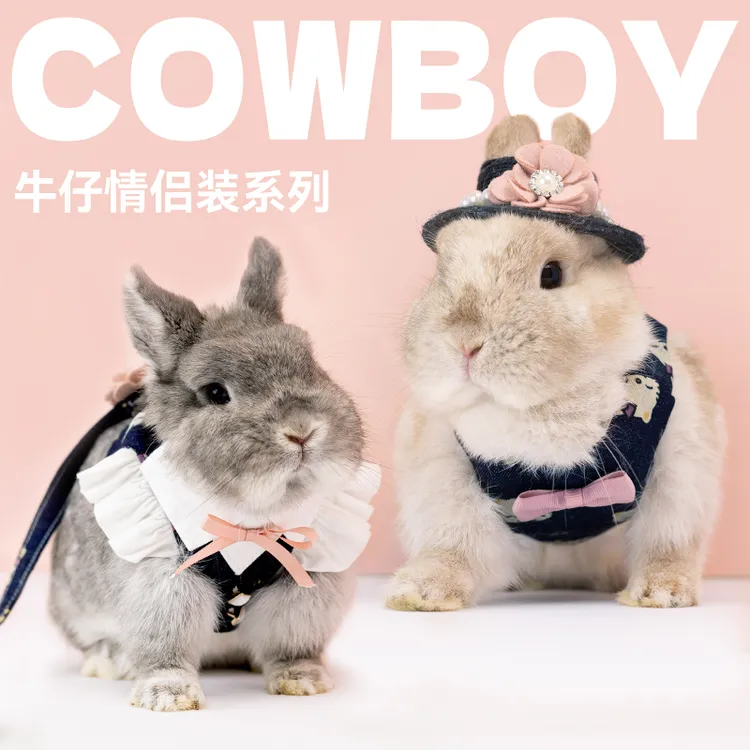 umi宠物兔兔牛仔情侣装小宠背心马甲裙子潮流可爱衣服可装牵引绳