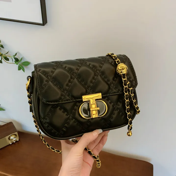 小香风菱格链条包女2025新款时尚单肩斜挎包ins小方包单肩斜挎包