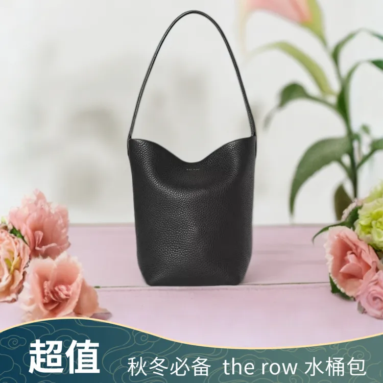 爆款真皮牛皮therow水桶单肩黑色大容量托特流流光风真皮女款单肩