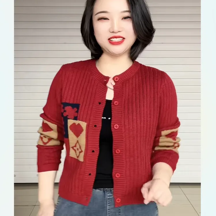 秋冬文艺范圆领针织开衫单排扣宽松显瘦外套百搭休闲气质时尚上衣