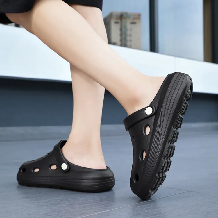 沙滩洞洞鞋休闲沙滩鞋夏季包头防滑外穿平跟韩版通用男士户外情侣