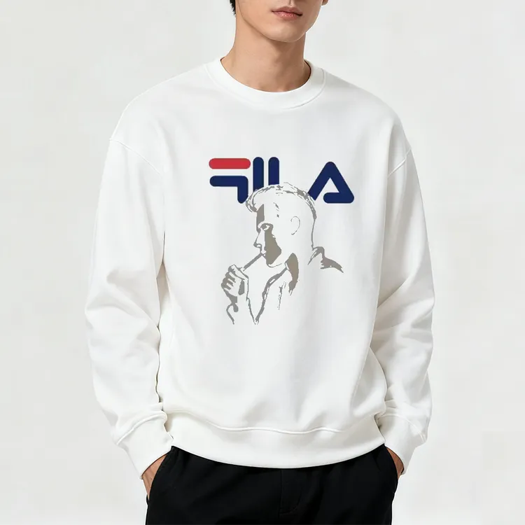 秋冬男士圆领印花卫衣时尚设计无帽套头美式休闲保暖不起球不褪色