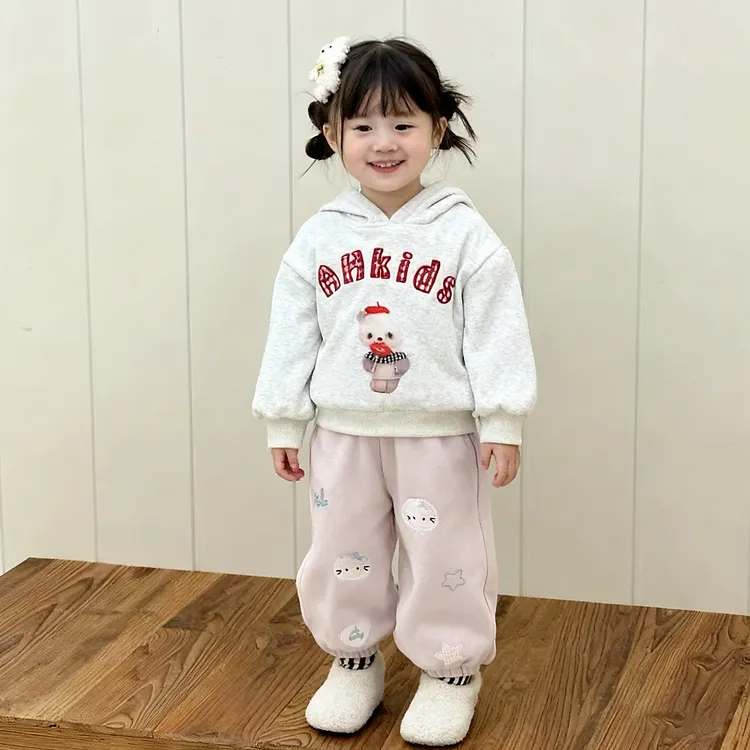 女童秋冬加绒卡通裤子女宝宝冬季加厚kt猫束脚裤童装儿童长裤Z066