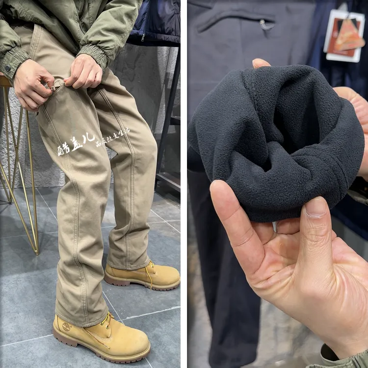 美系伐木工牛裤秋冬男士加厚加绒保暖水洗斜纹弹力工装休闲裤