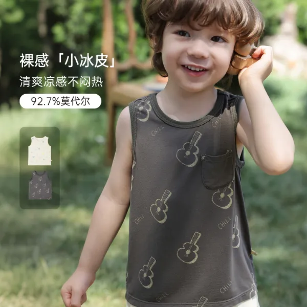 ZOZO&MOMMY左悠【轻松一夏】莫代尔满印背心上衣