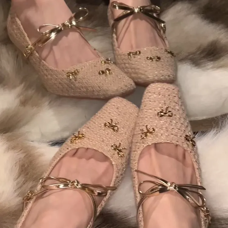 珍美雅家新中式气质小香风粗跟蝴蝶结百搭时尚单鞋玛丽珍高跟鞋女