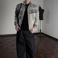 Oclin优雅费尔岛翻折领毛衣开衫羊毛混纺宫廷元素多形态可调节领
