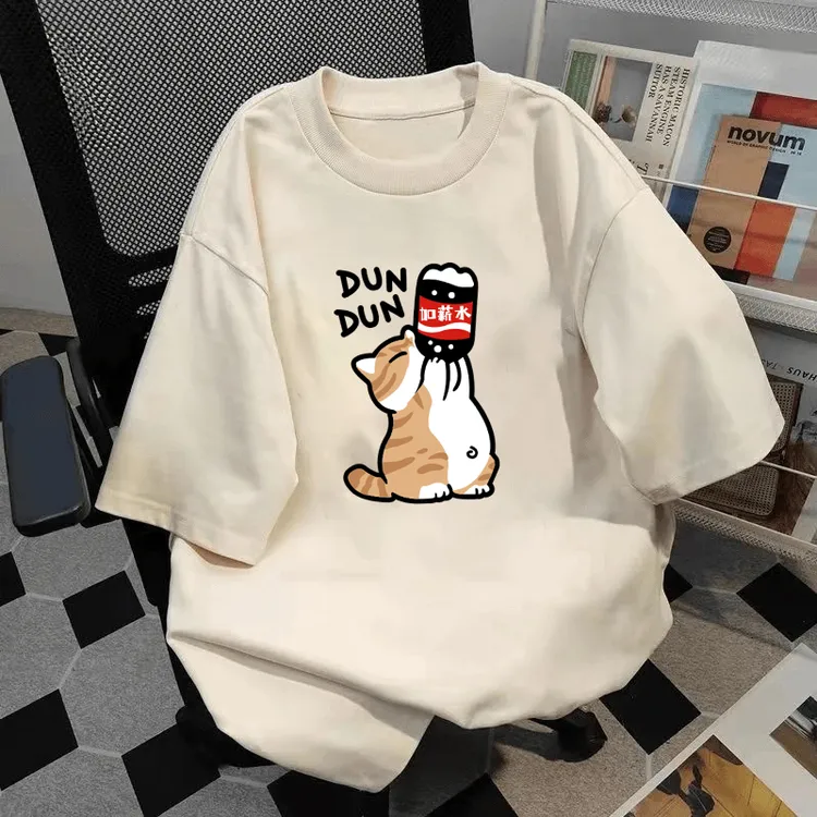 夏季爆款大码冰丝速干短袖T恤痞帅慵懒风百搭趣味印花运动t恤衫