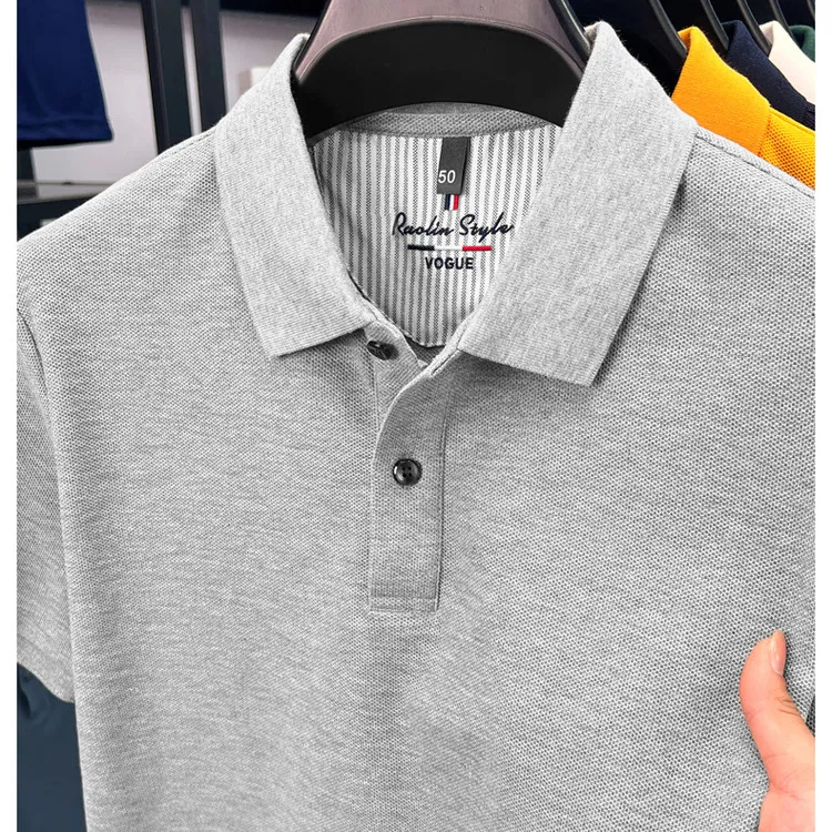 宽松夏季丝光免烫男士商务Polo衫短袖运动半袖修身商务休闲透气