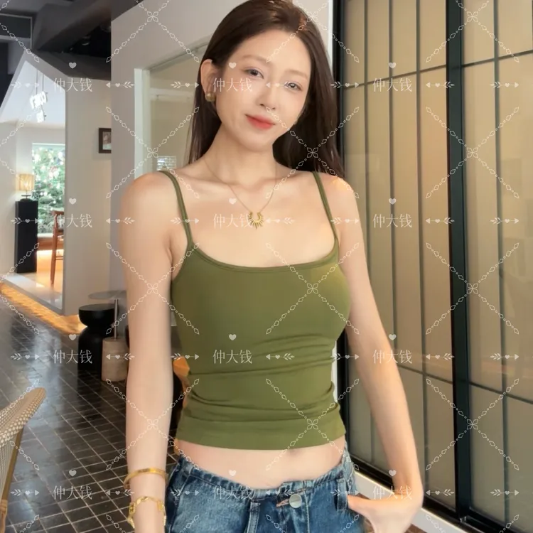 [8101]自带2CM胸垫外扩磨毛吊带秋冬背心外穿美背打底百搭上衣