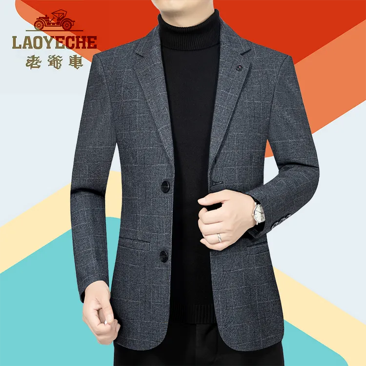 老爷车正品男士西服外套春秋时尚休闲修身西装上衣高档单西男装潮