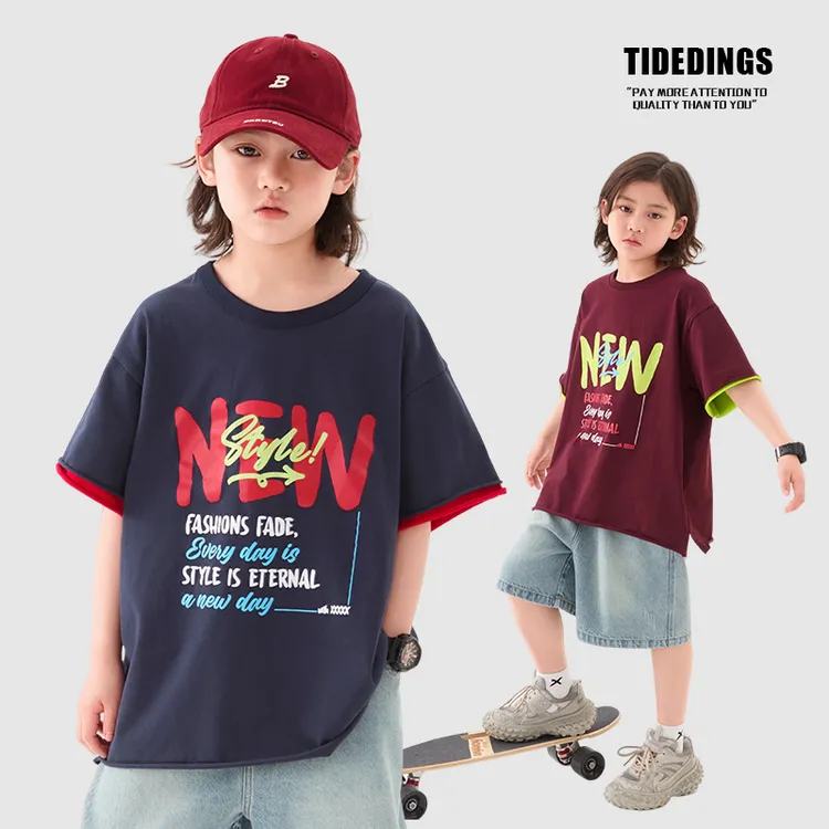 夏季男童短袖T恤2025夏装中大童韩版薄款印花T恤洋气儿童休闲上衣