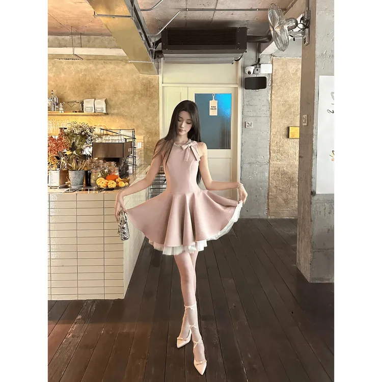 夜宴千金水钻赫本公主裙裙子2026连衣裙女背心裙生日礼服裙夏季