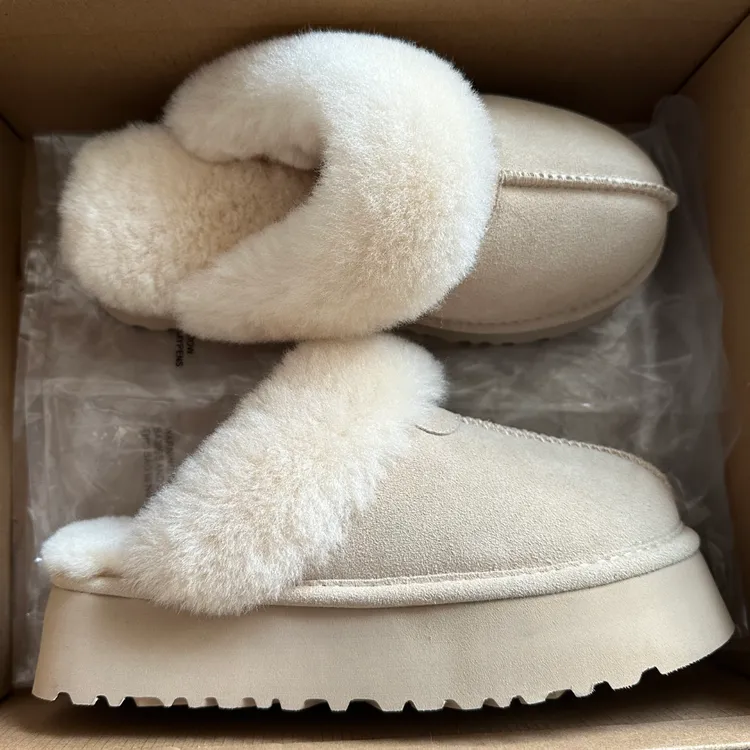 毛毛拖鞋女厚底外穿羊皮毛一体包头雪地靴半拖一脚蹬懒人棉鞋冬季