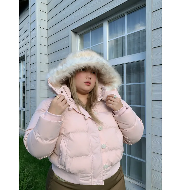 大码胖mm高端女装毛领连帽保暖棉服2025冬季新款休闲显瘦棉衣外套