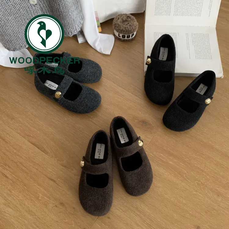 啄木鸟2025年秋季新款复古圆头玛丽珍单鞋女百搭内增高软底勃肯鞋