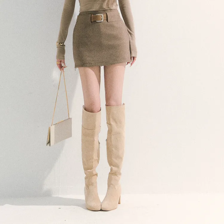 GUIDI GUDI【肉桂记忆】重工复古百搭半身裙/黄加蓝  