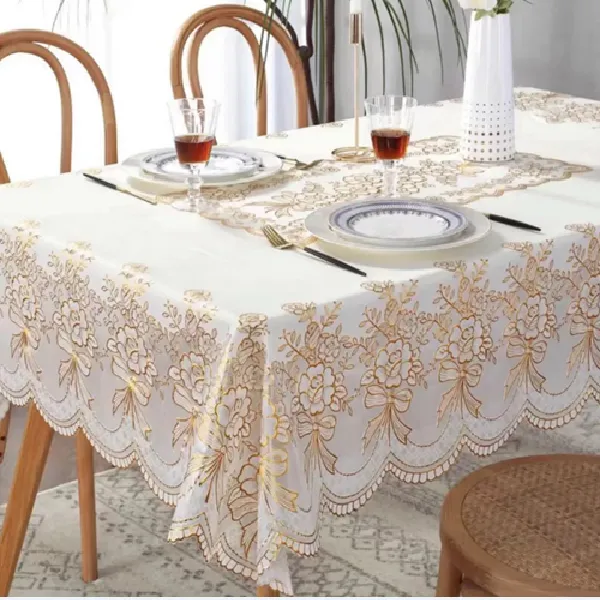 110x160 防滑 防水 防烫长方形家用餐桌 茶几布 PVC材质 烫金压花