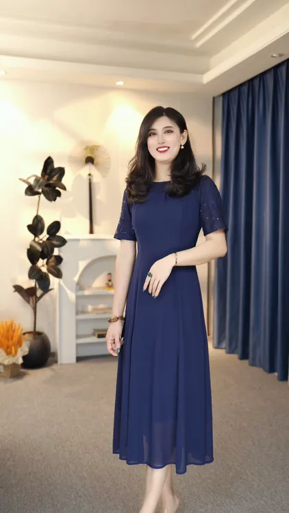 简约轻奢显瘦气质时尚夏季优雅休闲连衣裙 8019