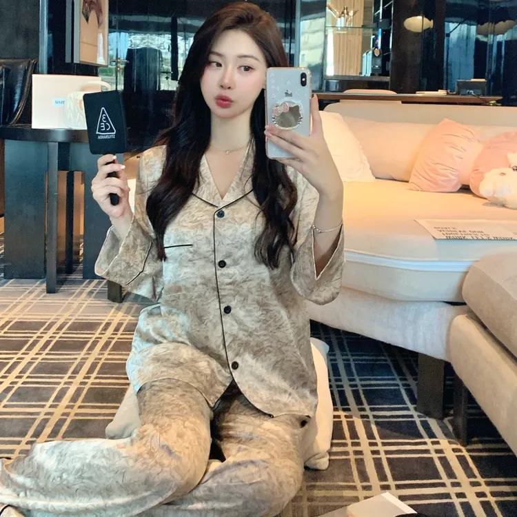 甜美KT猫长袖长裤睡衣春秋季少女可爱高级感家居服套装2025新款