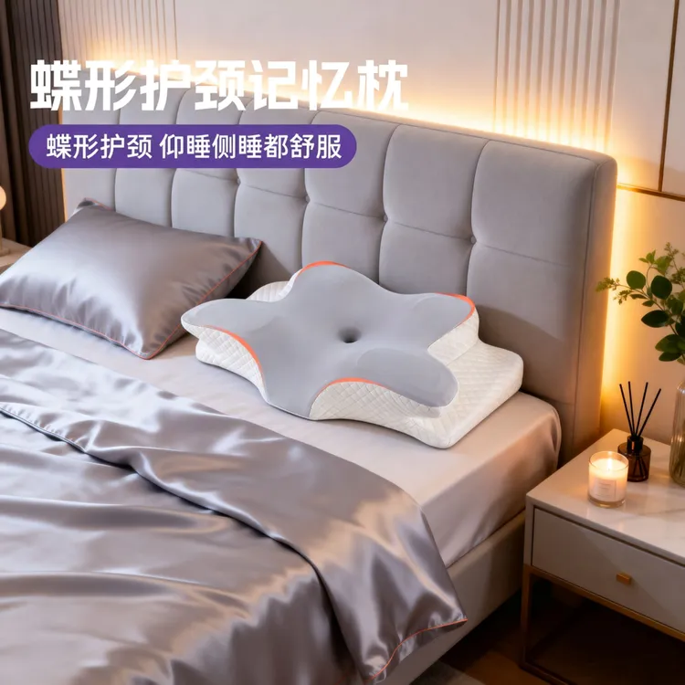 记忆棉蝶形仰睡侧睡慢回弹枕护腰垫透气学生舒服腰枕高低枕垫腰枕