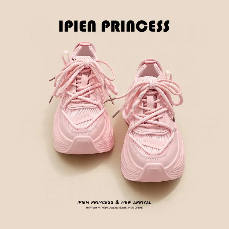 百搭通勤松糕底运动鞋2025春季新款小个子增高休闲鞋厚底老爹鞋女