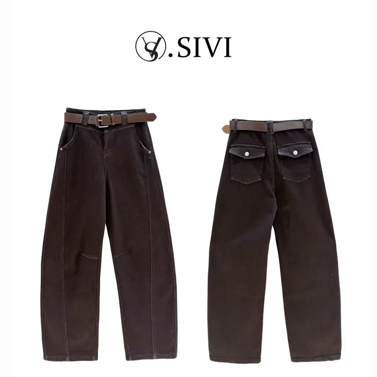 熙薇【​漫步经典】2025秋冬新款高端一体绒全棉色纱休闲牛仔裤H5997