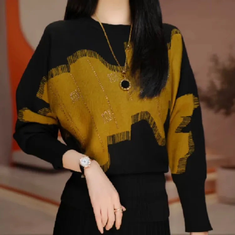 秋冬季减龄显瘦潮流洋气小衫气质针织女装高档漂亮拼色上档次毛衣