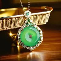 【孟总甄选】天然翠绿色平安扣高端吊坠  时尚