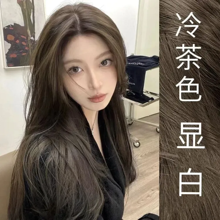 冷茶色染发膏2025流行色植物染发剂学生自己在家染发新款低调
