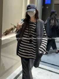 杨十七 【纸片人条纹】慵懒感条纹长袖T恤