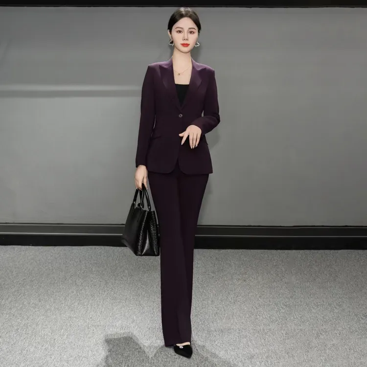 Falaibang/法莱邦361-71春秋款紫罗兰长袖双裤型西装套装