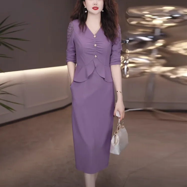梭织精纺气质轻奢高级感女装2025秋季新款时尚减龄显瘦打底连衣裙