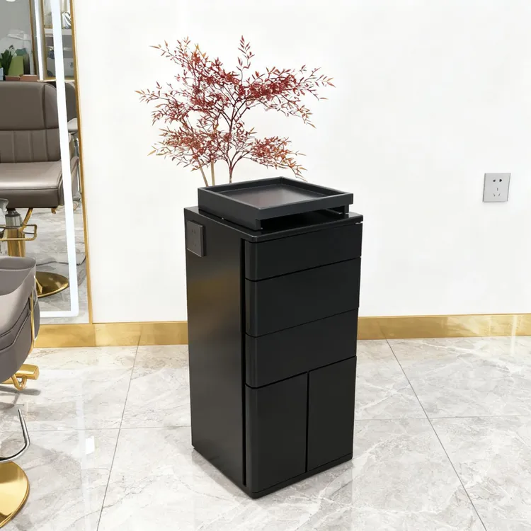 104新款轻奢风发廊工具烤漆储物柜剪发柜多抽屉大容量黑色柜