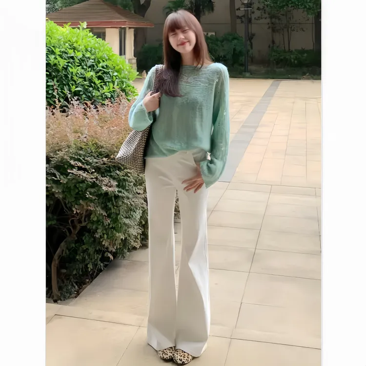 松弛感穿搭一整套秋冬温柔风减龄亮片针织上衣+牛仔裤两件套装