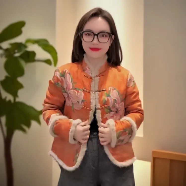 新中式国风加棉加厚冬季立领宽松保暖棉服外套2026款新年拜年服  