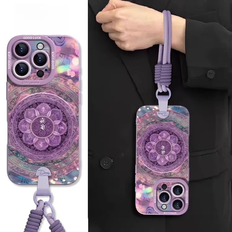 九紫离火适用苹果16promax手机壳iphone15新款14plus斜挎手腕挂绳