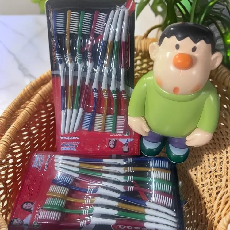 【到手8支】厂家福利细丝软毛清洁护理牙刷旅行宽头超软家庭组合装