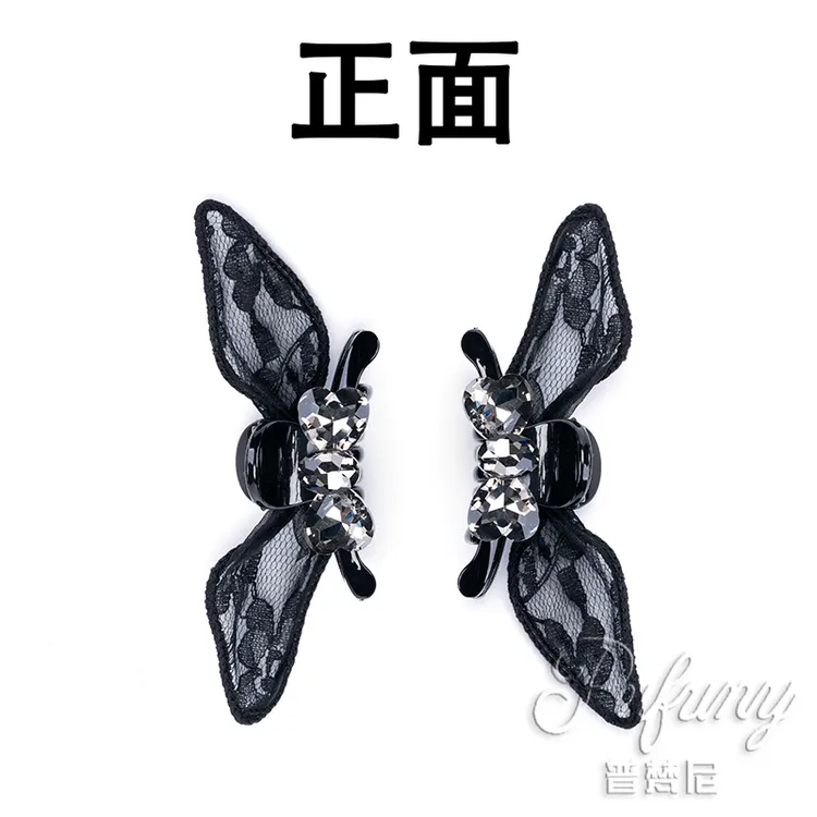 微莲 黑色精灵2025年新款刘海夹侧边夹抓夹蝴蝶结大钻韩系