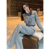〈纪朵研〉1396阔腿裤法式休闲气质显瘦秋季时尚秋装时尚套装韩版