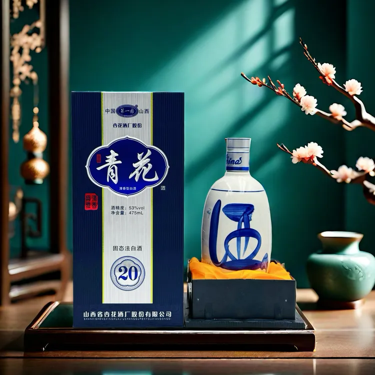 第一园整箱6瓶宫窑青花酒20清香型白酒纯粮酿造自饮礼盒装53%VOL475ml*6
