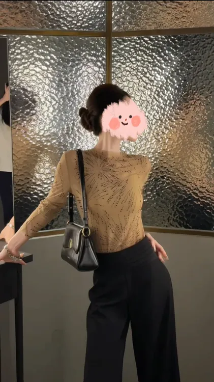 2025秋冬新款辣妹性感风长袖烫钻上衣高腰显瘦百搭微喇裤时尚套装