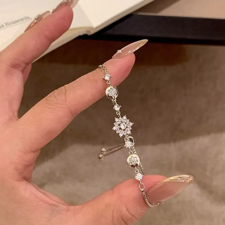 雪花复古精致小众设计可调节抽拉式手链2025新款通勤简约百搭手链